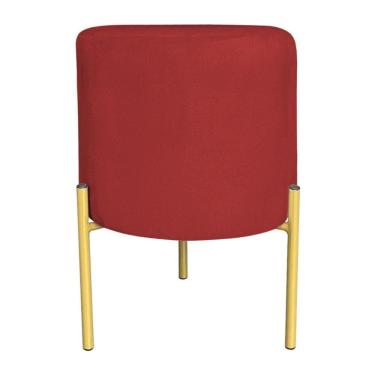 Imagem de Puff Decorativo Soren Suede Vermelho Pés De Ferro Dourado - Pallazio