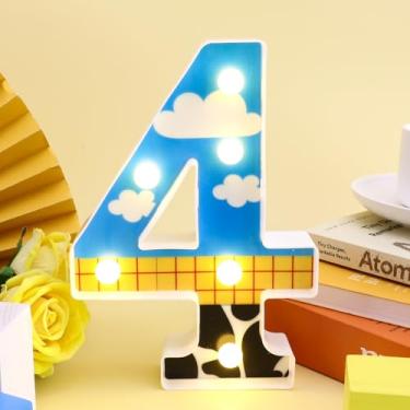 Imagem de Número iluminado, números de mesa com iluminação LED, número de luz de desenho animado, número de luz para festa, decoração de festa de aniversário (número 4)