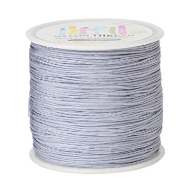 Imagem de 98 jardas 0,8 mm fio trançado de contas de nylon corda de macramê chinês com carretel de plástico (cinza escuro)