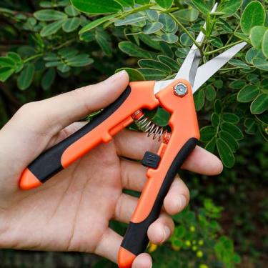 Imagem de Tesouras de poda para jardinagem, tesouras de jardim ultra afiadas para cortes precisos, cortadores de bonsai de aço inoxidável com mola, tesouras de jardim de 16,5 polegadas com lâminas de precisão
