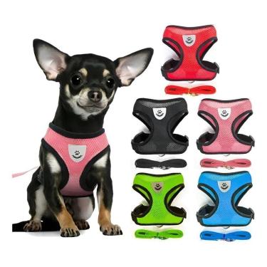 Imagem de Coleira Peitoral Cachorros Cães E Gatos Filhote Shit Rosa -