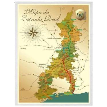 Imagem de Quadro Decorativo Mapa Estrada Real 33X24 Com Vidro - Branca
