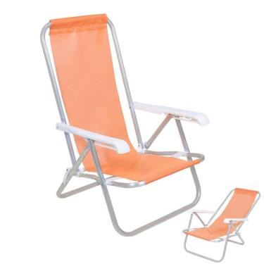 Imagem de Cadeira de Praia Reclinável 4 Posições Alumínio Lazy Sannet Laranja - 023011 Belfix