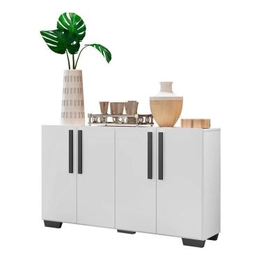 Imagem de Aparador Buffet 4 Portas Com Pés Quadrados Viena V3607 Branco/Preto Branco/Preto