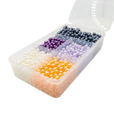 Imagem de Kit Pérola 8mm 300pçs Com Furo Cores Diversas + Caixa Divisória Bijute