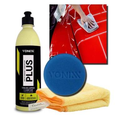 Imagem de Kit Cera Carnauba Plus Vonixx 500ml + Aplicador Vonixx + Pano Microfib