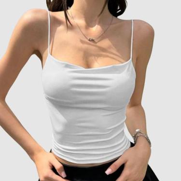 Imagem de Cropped Elegante Feminino Alça Fina Frente Única Lançamento Verão Casu