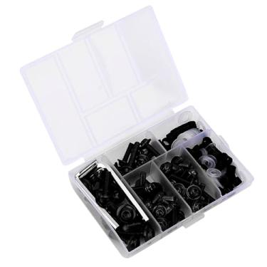 Imagem de Kit de Chave de Junta de Parafusos de Carenagem Universal para Conjunto de Acessórios de Motocicleta 158 Unidades (Preto)