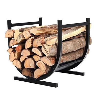 Imagem de JYXYXSCP Rack de lenha, rack de lenha de madeira dobrada, rack de madeira para fogão, empilhador de lenha para decks, pátios, varandas, gramados