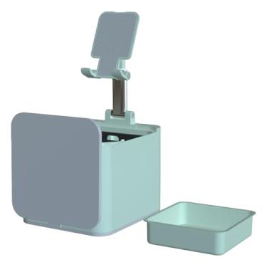 Imagem de Suporte de telefone de mesa | Suporte dobrável ajustável | Suporte para telefone com lata de lixo | para mesa de escritório, mesa de trabalho, casa, adolescentes e homens, transmissão de vídeo ao vivo