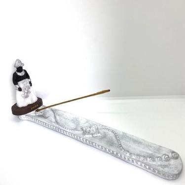 Imagem de Incensário Régua Xangô Ayrá Branco 24 Cm Em Resina - Lua Mística - 100