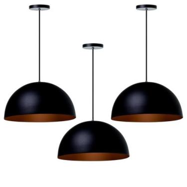 Imagem de Kit 3 Pendente Luminária Meia Lua 30cm Alumínio Balção - Real Lar