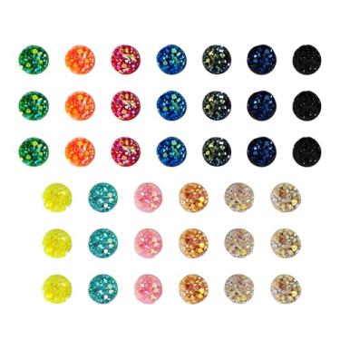 Imagem de pson 100 peças de 8 mm cabochão drusa pedras redondas abobadadas de resina, conjunto de cabochão falso para fazer joias faça você mesmo, brincos, pingentes, pingentes de pulseira, artesanato (várias