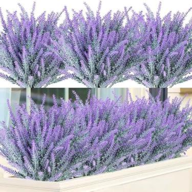 Imagem de Kit 4 Buquês Lavanda Flor Siliconada Nevada Lilás Toque Real 36cm