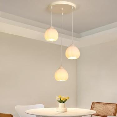 Imagem de Ventilador de teto estilo francês campestre e nórdico com kit de iluminação - Lustre em formato de abóbora | Iluminação vintage elegante para sala de estar e sala de jantar (3 lâmpadas)