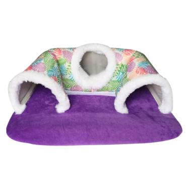 Imagem de Ioensy Túnel para esconderijo de porquinho-da-índia, tapete de brinquedo tubular, acessórios para gaiolas, casinha macia e quente, brinquedo de túnel para, Roxo