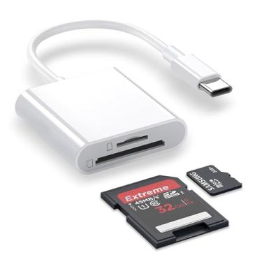 Imagem de MaxRenard Leitor de cartão SD USB-C para iPhone 15/16, iPad e MacBook – 2 compartimentos para SD/MicroSD, visualizador de câmera de trilha, Plug & Play