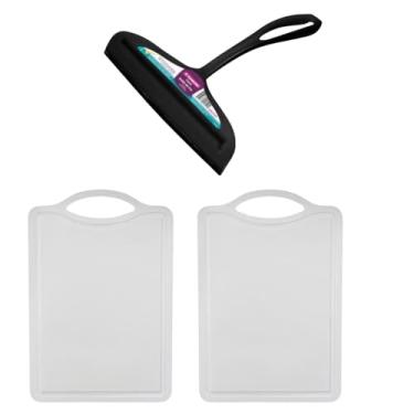 Imagem de Kit 1 Rodo de pia Preto e 2 Tábua de corte Branco