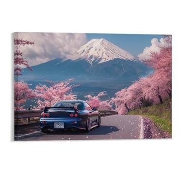 Imagem de HouLaiZhe Jdm Carro Mx5 Montagem em Flor de Cerejeira Fuji Posters Tela Estética Sala Decoração de Parede Impressões Galeria Sala Decoração de Parede para Quarto Sala de Estar Escritório 11 x 17