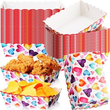 Imagem de Dunzoom 60 bandejas de papel dos namorados, conversa, papel coração, barcos, suporte de amor, pratos de servir descartáveis para Dia dos Namorados, Dia das Mães, casamento, festa de aniversário