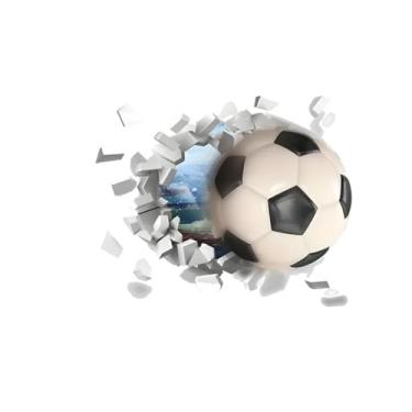 Imagem de MaiKeAYang Decalques de parede 3D murais removíveis decorações de parede de vinil esportes futebol para sala de estar quartos de bebê quarto banheiro casa de banho decoração DIY