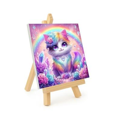 Imagem de NDNXYXGS Kits de pintura por números para gatos adultos com cavalete, kits de pintura emoldurada por números em tela, colorir por números, presentes de aquarela acrílica para adultos, decoração de