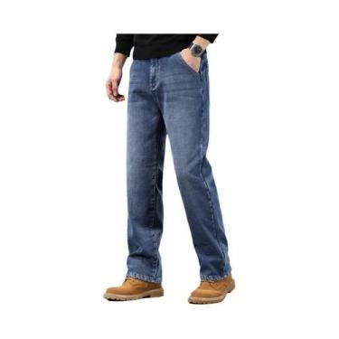 Imagem de Calças Jeans Masculinas plus Size De Inverno Em Veludo, Largas E Retas