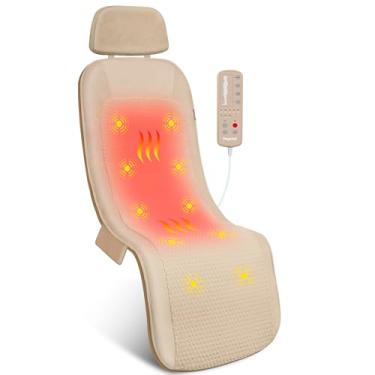 Imagem de Heycool Tapete de massagem de corpo inteiro, massageador de costas com calor e vibração para cadeira, almofada de cadeira de massagem, 10 motores de vibração e 2 níveis de aquecimento, dobrável