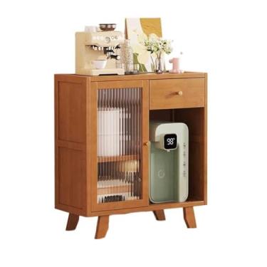 Imagem de hezhuhe2258 Aparador para sala de jantar, porta de vidro, aparador montado na parede, armazenamento integrado, retrô, sala de estar, unidade de armazenamento multifuncional, porta única