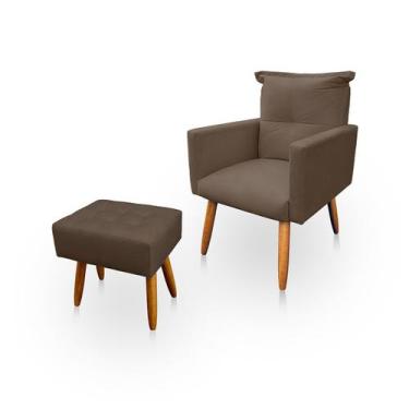 Imagem de Poltrona Decorativa Duda com Puff New para Sala e Quarto Suede - LH De