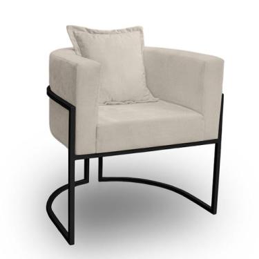 Imagem de Poltrona para Sala Base de Metal Reforçada Liz Veludo Bege - LH Decor 