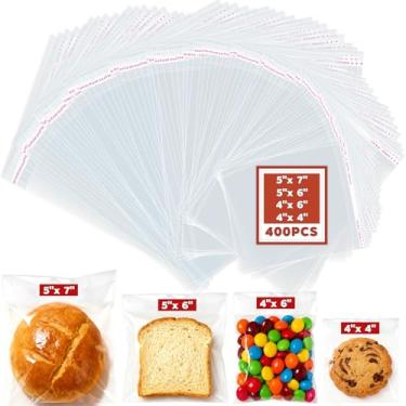 Imagem de AQXYTK 400 sacos de celofane autovedantes, 13 x 18 cm, 12 x 15 cm, 10 x 15 cm, sacos transparentes para biscoitos com selo, bolsa de guloseimas para violoncelo resselável para embalagem de doces