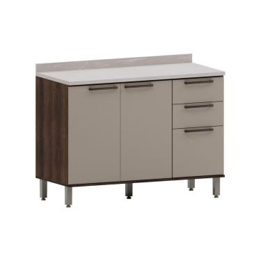 Imagem de Balcão De Cozinha Sem Tampo 120cm 3 Portas E 2 Gavetas Luna Luciane Móveis