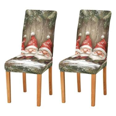 Imagem de SEHANY Conjunto de 2 capas de cadeira de gnomo de Papai Noel para sala de jantar, elástico, removível e lavável, para cozinha, hotel, festa, decoração de Natal