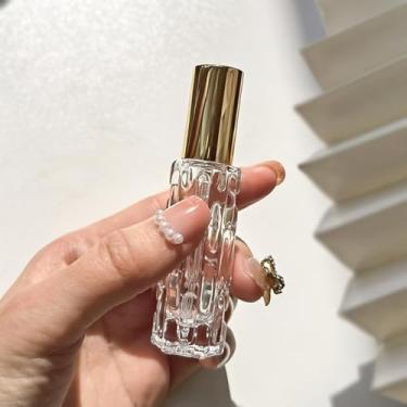 Imagem de 1 frasco de spray de perfume de vidro de 10 ml, atomizador de alumínio, dispensador vazio recarregável para viagens, casa, casamentos, festas, dourado