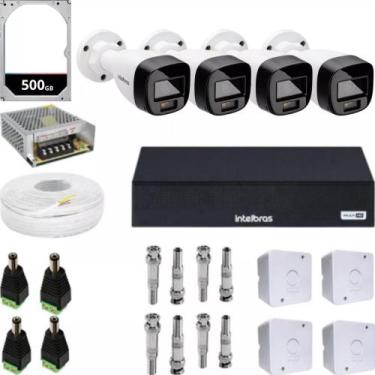Imagem de Kit Cftv Intelbras 4 Cameras Segurança Full Color Vhd 1120b dvr 4ch fu
