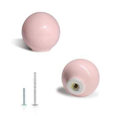 Imagem de Pidynx Pacote com 10 puxadores de cômoda rosa puxadores de armário de cerâmica de 2,5 cm fofos puxadores coloridos de orifício único para gaveta 27 mm alças redondas de armário para quarto infantil