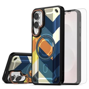 Imagem de Asuwish Capa de celular magnética para Samsung Galaxy S25 Edge com protetor de tela de vidro temperado e suporte rígido de proteção de carregamento sem fio pintado S25Edge 25S S 25 25Edge feminino