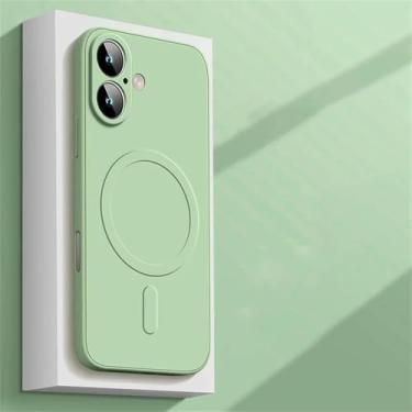 Imagem de Capa protetora de silicone líquido para iPhone 16, 15, 14 Plus, 13, 12 Mini, 11 Pro e XS Max, capa protetora macia, verde, para iPhone 14 Plus