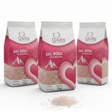 Imagem de Kit c/ 3und Sal Rosa Himalaia Fino Q-VITA Pacote 1Kg