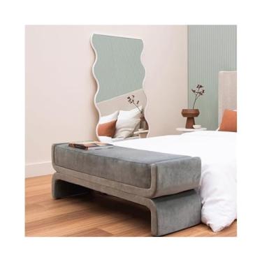 Imagem de Banco de cabeceira para quarto, banco de cabeceira, banco de cabeceira, simples, formato especial, sala de estar, banco longo, banco de troca de sapatos para casa, banco de cabeceira (cinza, médio)