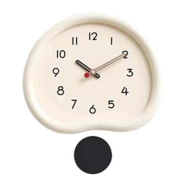 Imagem de CFGH6FDF Relógio de parede para sala de estar, sem perfuração, com rosto criativo, simples, adequado para estudo, quarto, escritório (branco, grande)