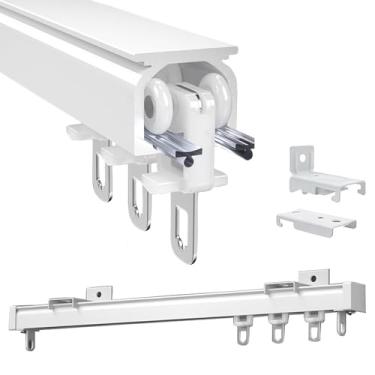 Imagem de Divisória de sala de 1-6 m, sistema de trilhos de cortina deslizante, varão de cortina de liga de alumínio resistente para sala de estar, quarto e varanda, suporte lateral/teto, cor C, tamanho CE