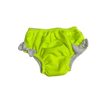 Imagem de Fralda de Banho Reutilizável para Piscina, Biquíni de Natação Infantil Verde neon (03 a 12 Meses)