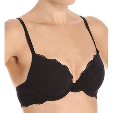 Imagem de DKNY Sutiã push-up de algodão preto Intimates Downtown (novo básico), Preto (Novo Básico), 32D