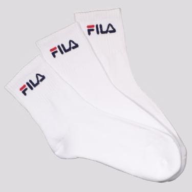 Imagem de Kit com 3 Meias Cano Médio, FILA, Unissex, Branco, 39-43