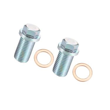 Imagem de Motoforti Conjunto de 2 plugues de drenagem de óleo de motor de carro M14x1.5 com arruela A1119970330 para Mercedes-Benz C320 2001-2005 Aço prateado de longa duração