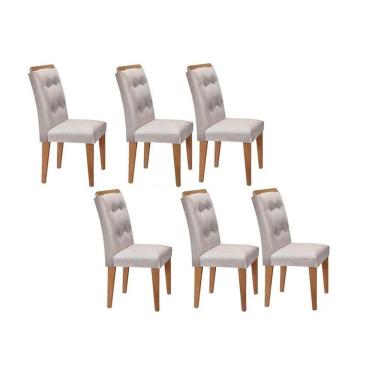 Imagem de Cadeira De Cozinha Imperatriz Kit 6 Un Imbuia Suede Creme Rufato