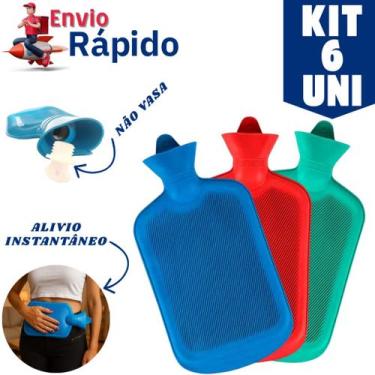 Imagem de Kit 6 Unidades Bolsa De Água Térmica 1.5L Emborrachado Quente Ou Fria 