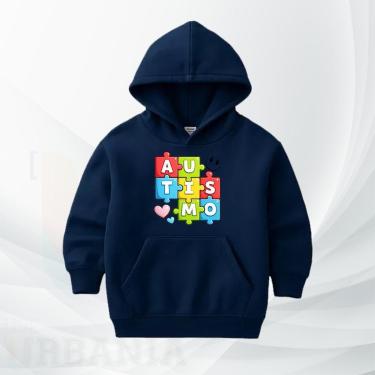 Imagem de Moletom Infantil Autismo com Capuz Moleton Canguru Flanelado Conscientização TEA Inverno-Unissex